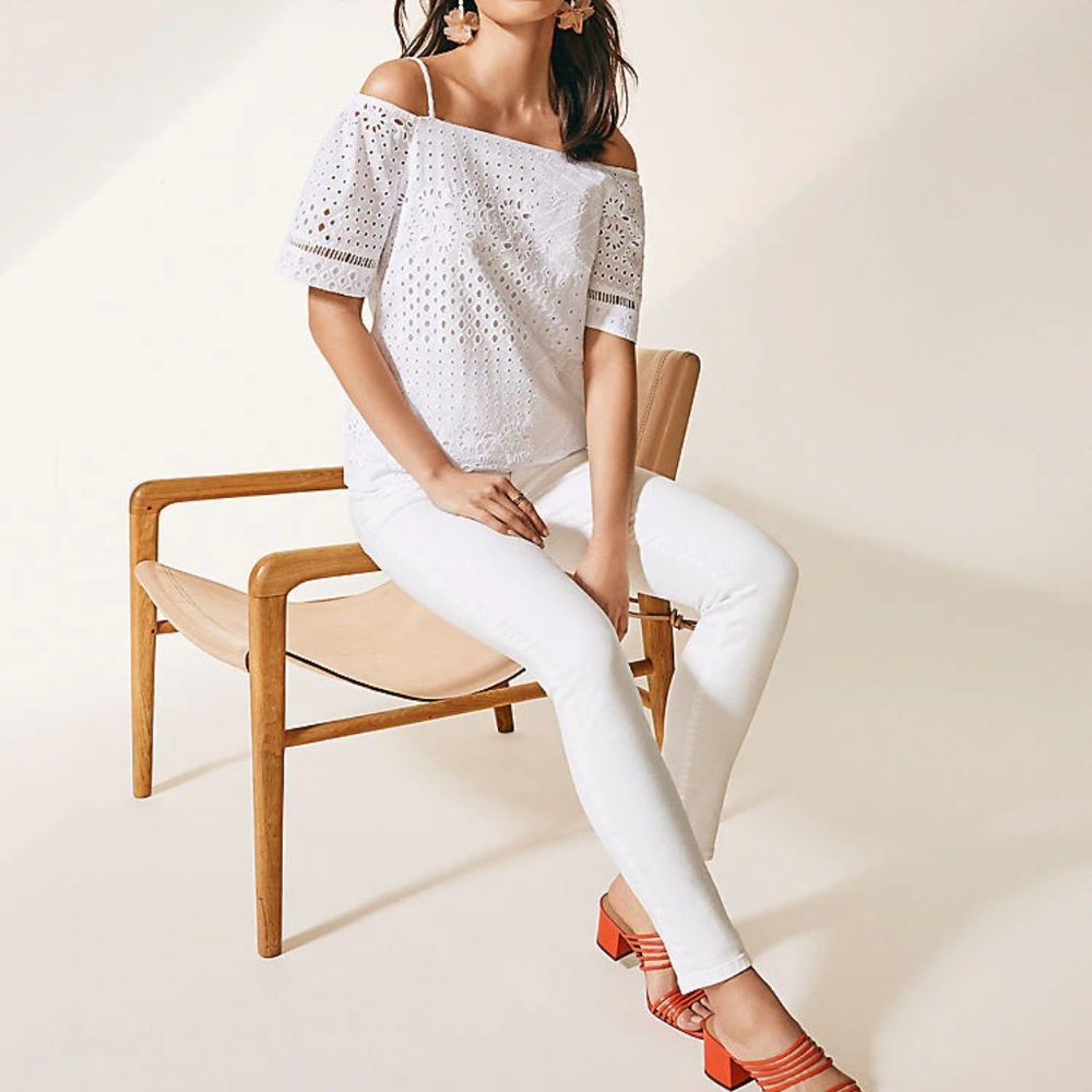 Eyelet Cold Shoulder Top